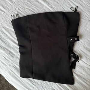 Zara Black Strapless Top with Grommet Belt Accent